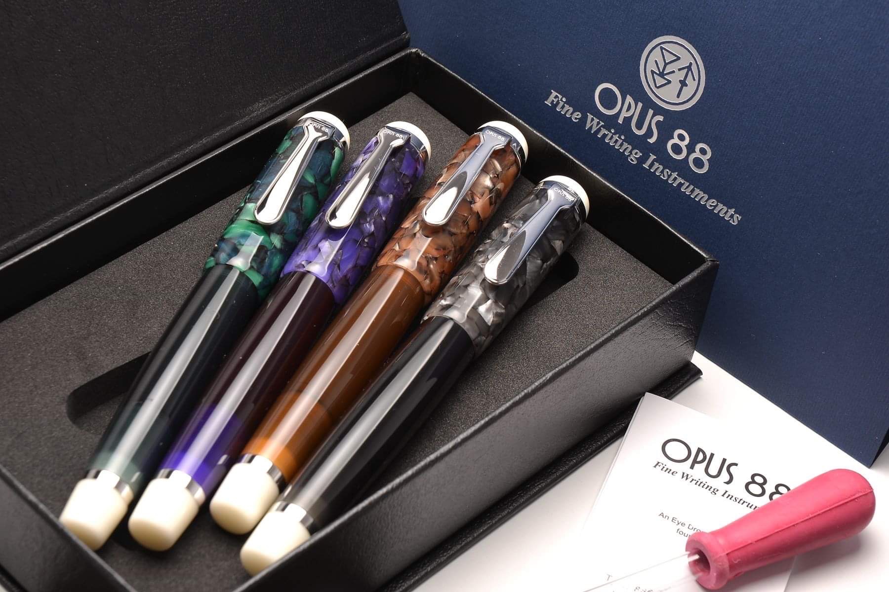 Opus 88 OMAR Fountain Pen in Color Demo NEW in original box 1.5mm Stub Nib 