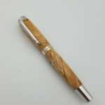 Handmade Wooden Rollerball with Silver Trim