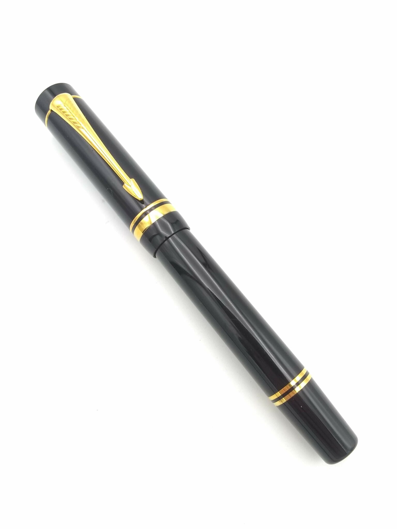 Parker Duofold Centennial Black 18k Oblique Broad Nib Pen Realm