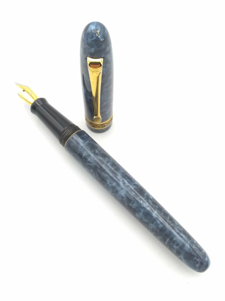 Parsons Italic Blue Marble Oblique Broad Steel Nib Pen Realm