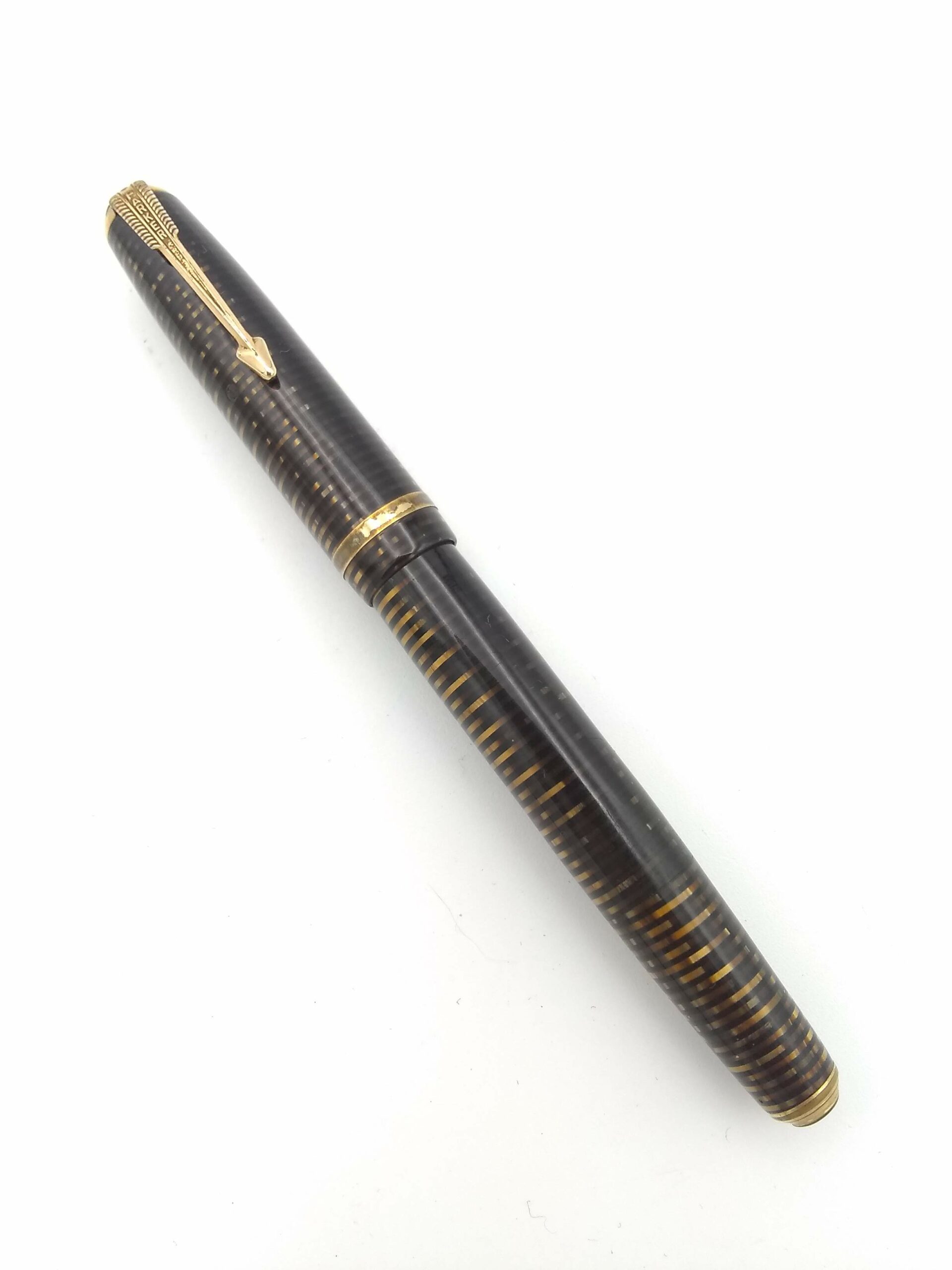 Parker Vacumatic Amber Striated Stacked Coin Celluloid – 14k